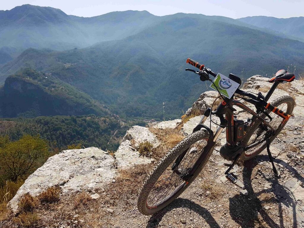 Mountain bike on top of mountain in Bagni di lucca